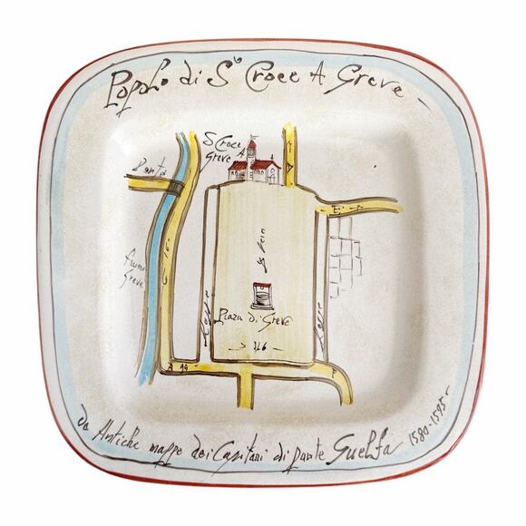 Ceramica Geometrie Tuscan Ceramic Hand Painted Plate of Map - Picture 1 of 9
